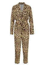 Load image into Gallery viewer, Leopard Print Collared Wrap Belted Jumpsuit
