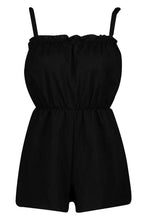 Load image into Gallery viewer, Tie Shoulder Ruffle Linen Look Playsuit
