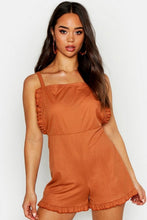 Load image into Gallery viewer, Open Back Ruffle Linen Look Playsuit
