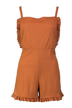 Load image into Gallery viewer, Open Back Ruffle Linen Look Playsuit
