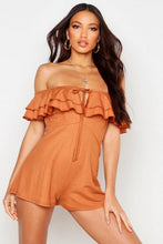 Load image into Gallery viewer, Off The Shoulder Linen Look Playsuit
