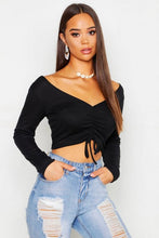 Load image into Gallery viewer, Ribbed Ruched Crop Top
