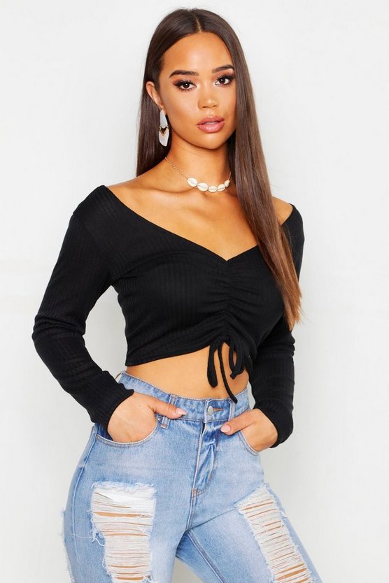 Ribbed Ruched Crop Top