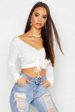 Load image into Gallery viewer, Ribbed Ruched Crop Top
