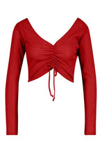Load image into Gallery viewer, Ribbed Ruched Crop Top
