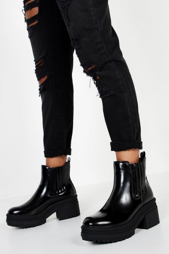 Block Heel Chunky Chelsea Boots