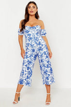 Load image into Gallery viewer, Sweetheart Off The Shoulder Porcelain Print Jumpsuit
