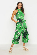 Load image into Gallery viewer, Palm Print High Neck Jumpsuit
