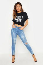 Load image into Gallery viewer, High Rise Distressed Skinny Jean
