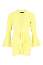 Load image into Gallery viewer, Plunge Belted Flare Sleeve Playsuit
