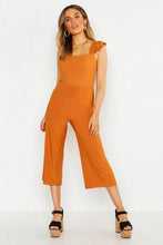 Load image into Gallery viewer, Frill Detail Shirred Culotte Jumpsuit
