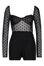 Load image into Gallery viewer, Cupped Polka Dot Mesh Long Sleeved Playsuit
