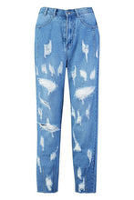 Load image into Gallery viewer, Distressed Hem Detail Mom Jean
