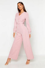 Load image into Gallery viewer, Button Detail Belted Wide Leg Jumpsuit
