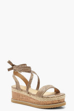 Load image into Gallery viewer, Wrap Strap Snake Espadrille Flatforms
