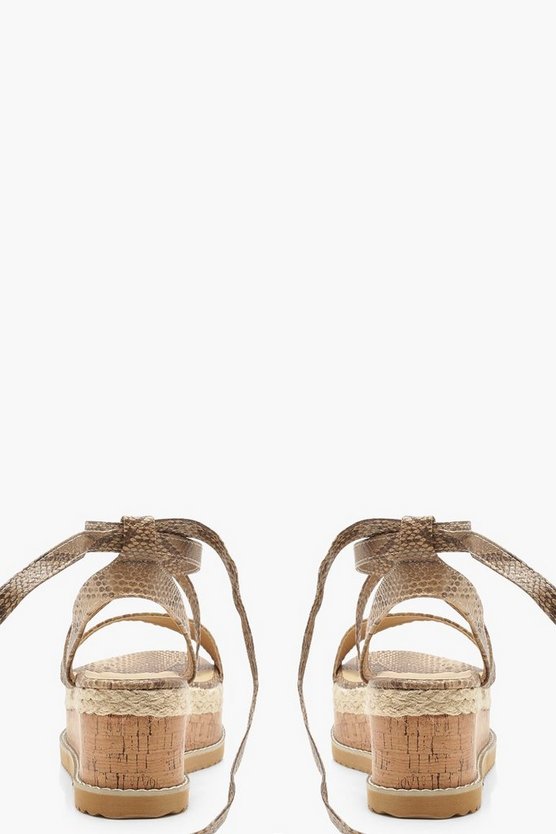 Wrap Strap Snake Espadrille Flatforms