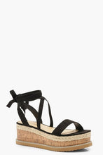 Load image into Gallery viewer, Flatform Espadrille Tie Up Sandals
