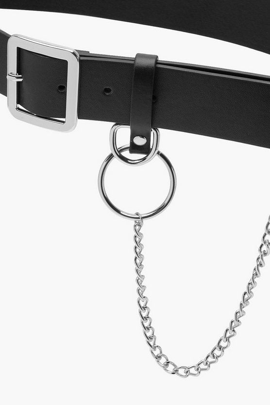Square Buckle And Chain Waist Belt