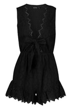 Load image into Gallery viewer, Plunge Front Broderie Anglais Playsuit
