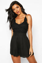 Load image into Gallery viewer, Boutique Crochet Detail Flippy Playsuit
