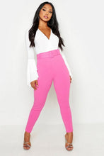 Load image into Gallery viewer, High Waist Belted Skinny Stretch Pants
