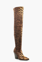 Load image into Gallery viewer, Tiger Print Knee High Cowboy Boots
