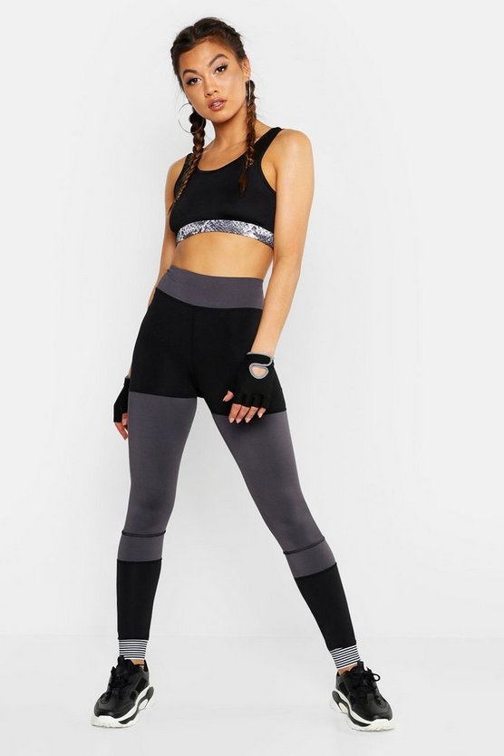 Fit Contrast Stripe Cuff Gym Leggings
