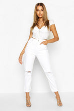 Load image into Gallery viewer, Mid Rise Distressed Boyfriend Jean
