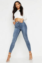 Load image into Gallery viewer, All Sizes High Waisted Stripe Skinny Jean
