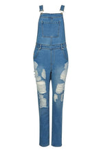 Load image into Gallery viewer, Distressed Leg Dungaree
