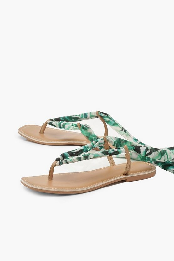 Palm Print Scarf Sandals