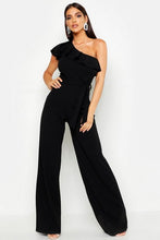Load image into Gallery viewer, One Shoulder Tie Belt Wide Leg Jumpsuit
