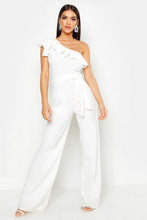 Load image into Gallery viewer, One Shoulder Tie Belt Wide Leg Jumpsuit
