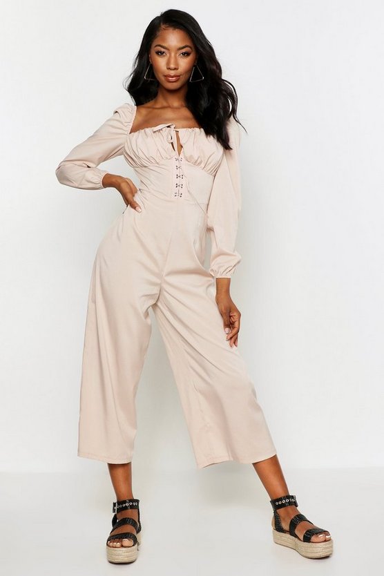 Corset Hook and Eye Culotte Jumpsuit