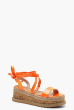 Load image into Gallery viewer, Neon Wrap Strap Flatform Sandals
