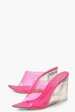 Load image into Gallery viewer, Clear Wedge Mules
