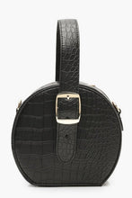 Load image into Gallery viewer, Grab Handle Faux Croc Round Bag
