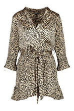 Load image into Gallery viewer, Ruffle Detail Tie Waist Satin Animal Playsuit
