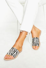 Load image into Gallery viewer, Leather Zebra Print Sliders

