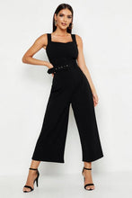 Load image into Gallery viewer, Pinafore Belted Buckle Culotte Jumpsuit
