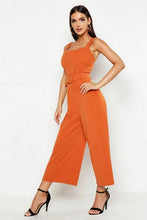 Load image into Gallery viewer, Pinafore Belted Buckle Culotte Jumpsuit
