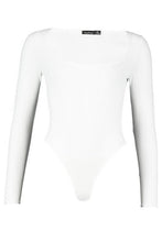 Load image into Gallery viewer, Square Neck Rib Knit Long Sleeve Bodysuit
