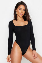 Load image into Gallery viewer, Square Neck Rib Knit Long Sleeve Body
