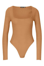 Load image into Gallery viewer, Square Neck Rib Knit Long Sleeve Body
