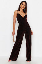 Load image into Gallery viewer, Sparkle Glitter Strappy Wrap Jumpsuit
