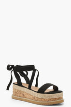 Load image into Gallery viewer, Flatform Espadrille Tie Up Sandals
