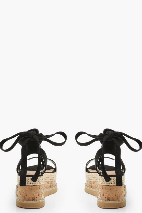 Flatform Espadrille Tie Up Sandals
