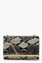 Load image into Gallery viewer, Faux Snake Structured Suedette Clutch Bag
