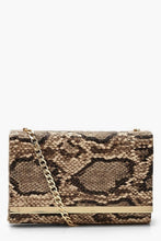 Load image into Gallery viewer, Faux Snake Structured Suedette Clutch Bag
