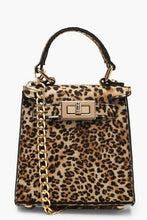 Load image into Gallery viewer, Suedette Leopard Mini Lock Grab Bag
